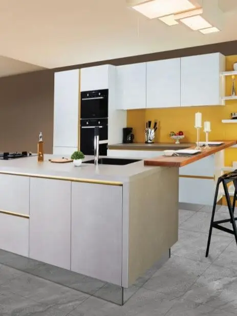 Yellow and white kitchen image